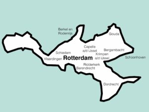Kaart van werkgebied in Rotterdam